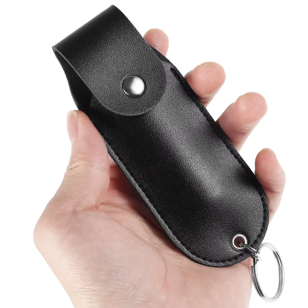 Pepper Spray Pouch PU Leather Mini Portable Pepper Spray Holder Self Defense Spray Holder Keychain Climbing Ladies Security
