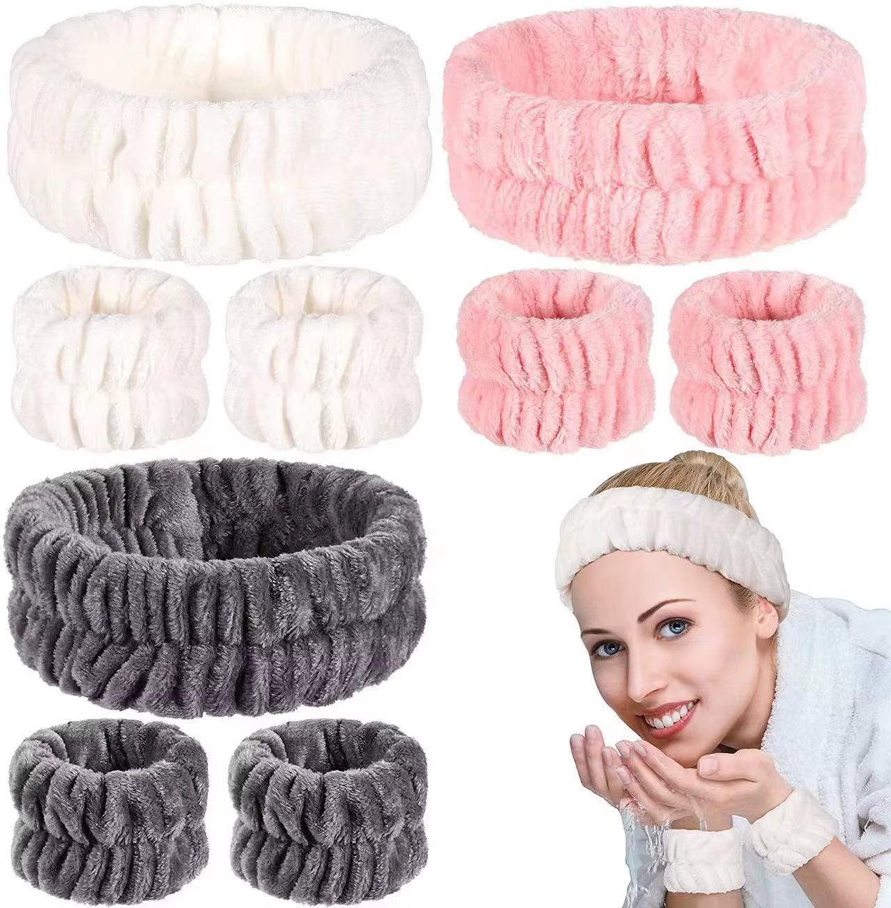 Face Wash Wristband Women'S Headband Wristbands Absorbent Waterproof Wristbands Makeup Face Wash Hair Bands
