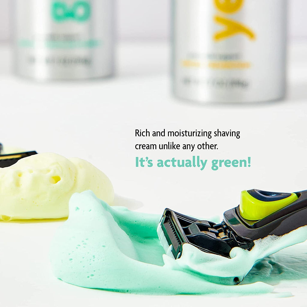 Green Shaving Cream - Foaming Colorful Shaving Cream - Hydrating, Redness Reducing + Irritation Free Shave Cream (7 Oz)