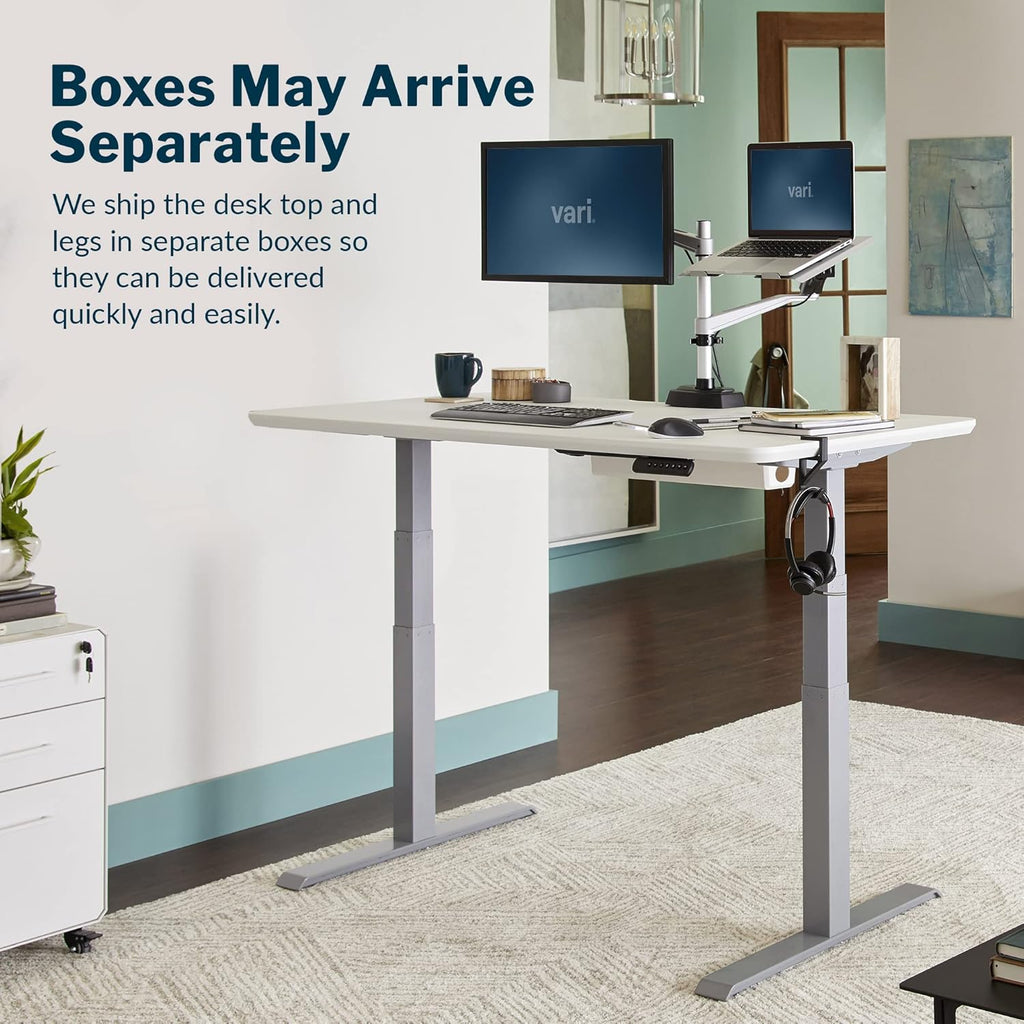 Electric Standing Desk - desk White Height Adjustable Computer Desk- Dual Motor with Memory Presets, Stable T-Style Legs- Large Home Office Workstation- 60” X 30”