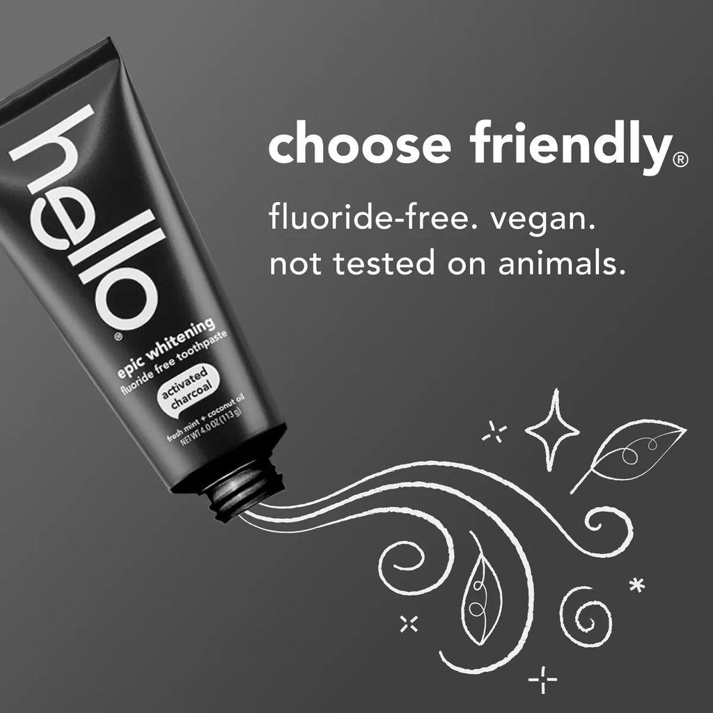 Hello Charcoal Fluoride-Free Whitening Toothpaste - Fresh Mint - 4Oz