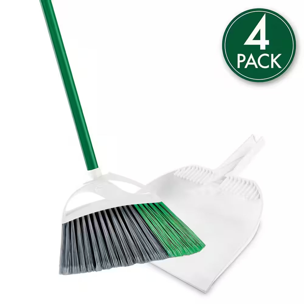 Large Precision Angle Broom with Dustpan (4-Pack)