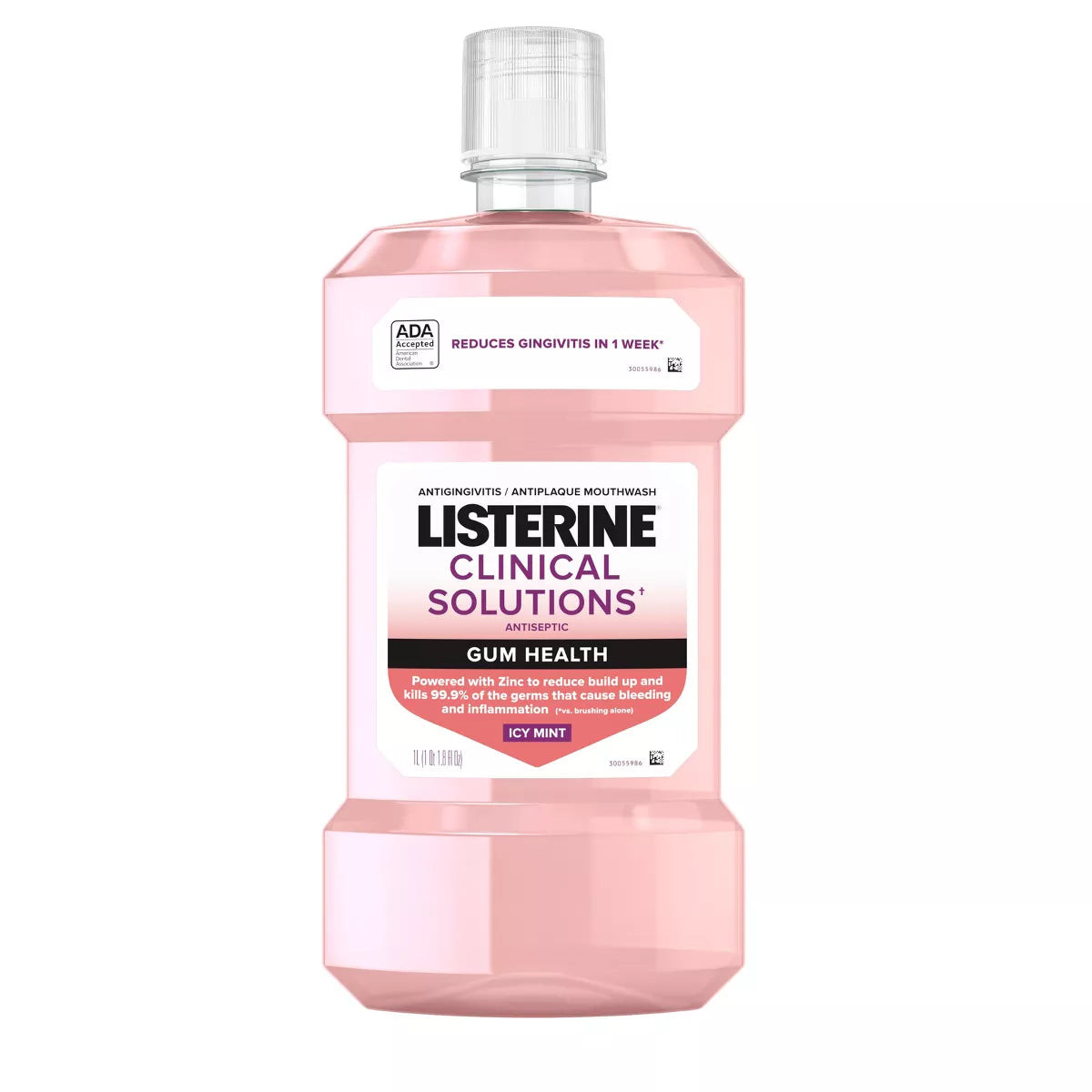 Listerine Clinical Solutions Gum Health Mouthwash for Antigingivitis and Antiplaque - Icy Mint - 1L: Menthol Flavor, Paraben-Free