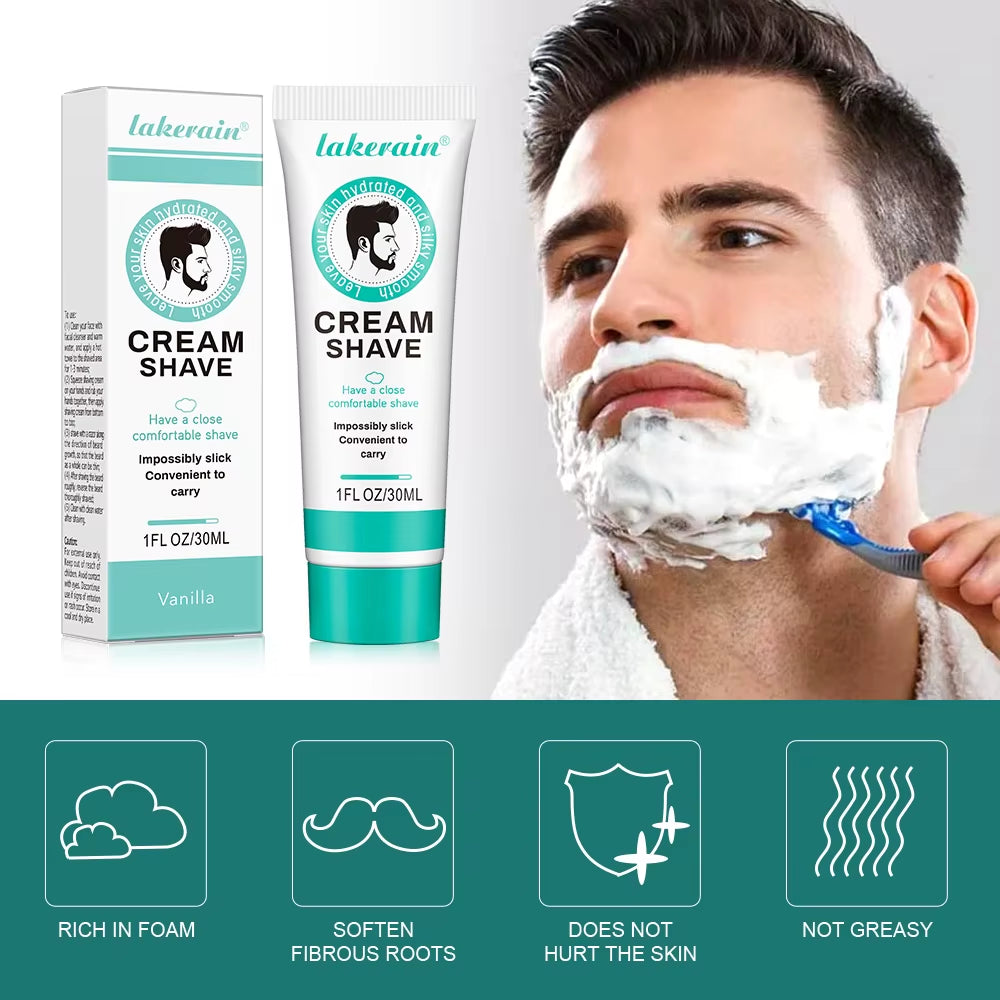 30G Moisturizing Mens Shaving Cream Soft Beard Reduce Friction Comfortable Shave Cream for Man Beard Shaving Foam
