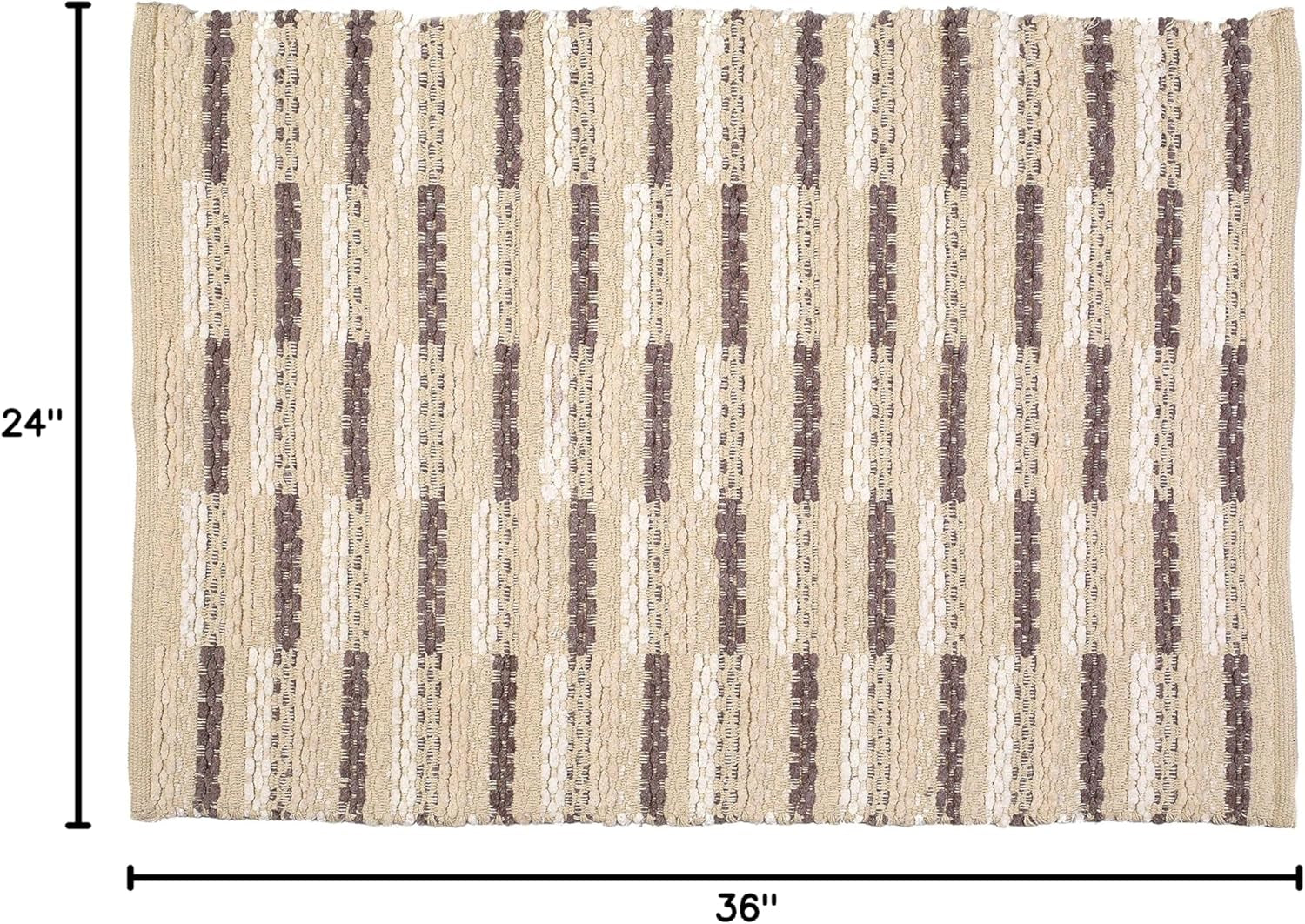 Woven Chain Stitch Rug 24X36 Inch - Charcoal Outdoor, Area Kitchen, Farmhouse Style, Bedroom & Living Room, Entryway, Boho, Absorbent Mat, Cotton Rug