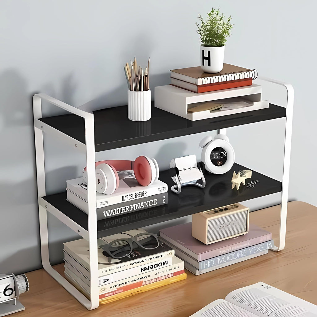 Desktop Organizer Shelf 2-Tier Multipurpose Wood Office Storage Rack Small