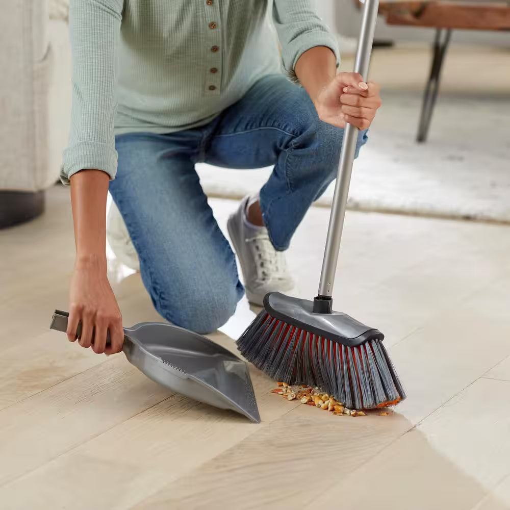Smooth Sweep Indoor Angle Broom with Dustpan