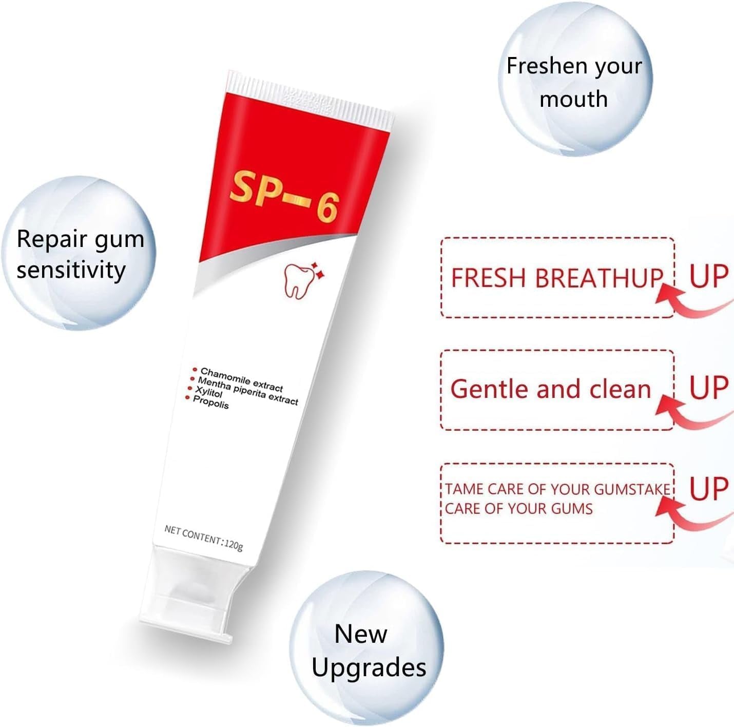 SP6 Probiotic Toothpaste, Ultra Whitening, Fresh Breath, Deep Clean