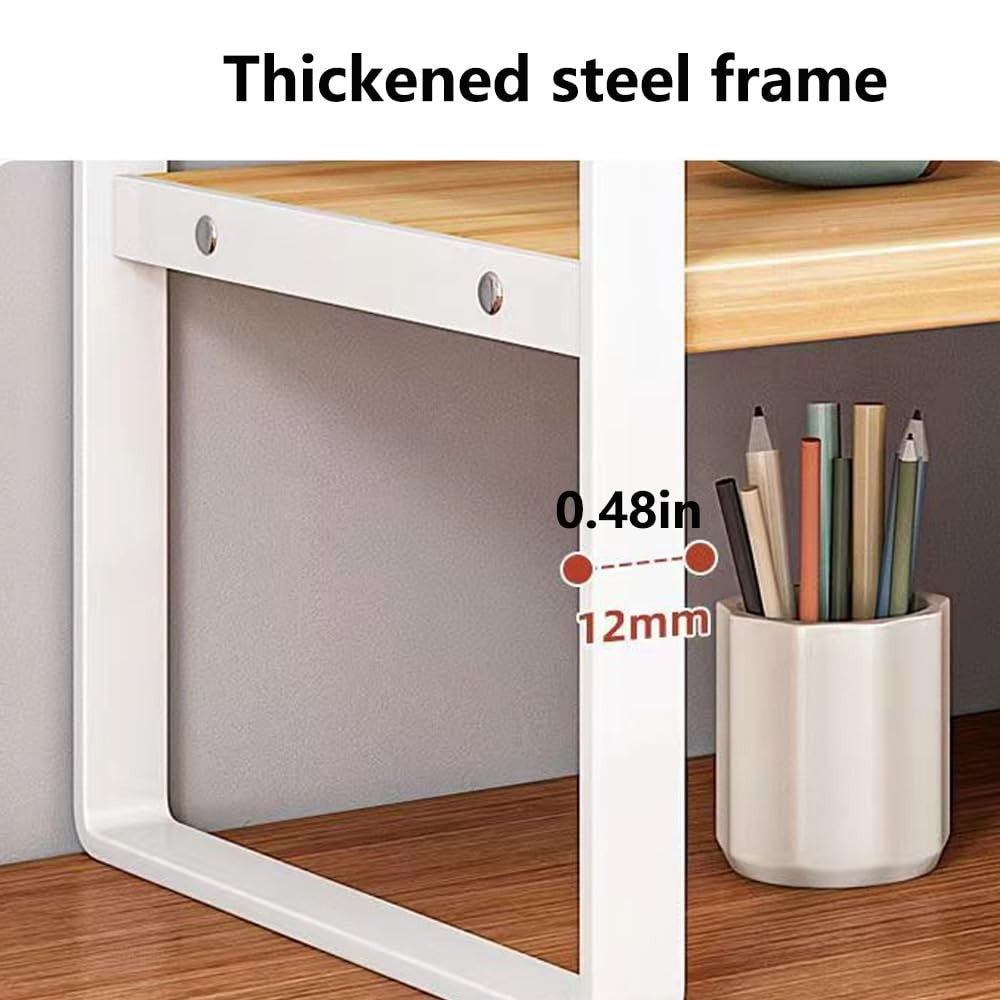 Desktop Organizer Shelf 2-Tier Multipurpose Wood Office Storage Rack Small