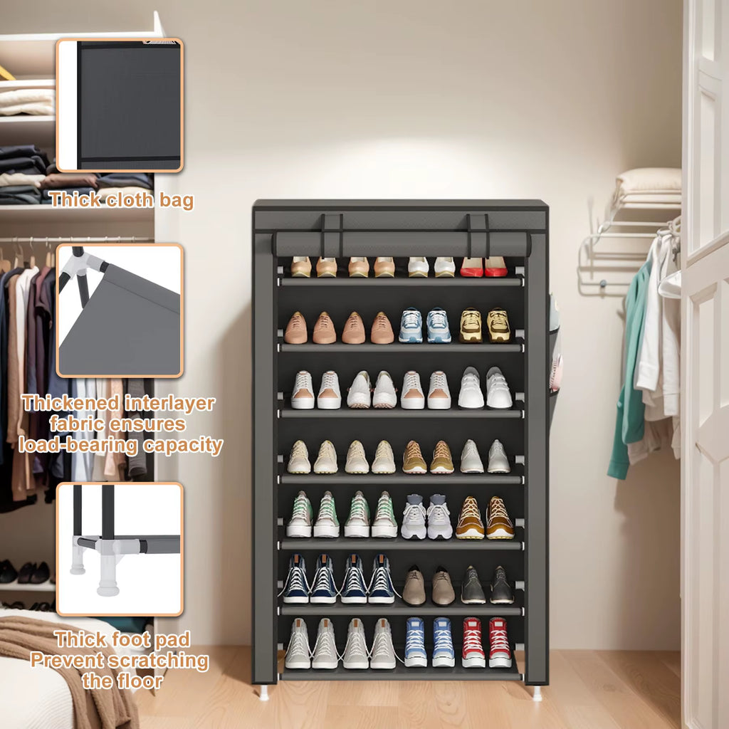 Black Multi-Functional 5/8/10-Tier Shoe Organizer - Durable Plastic Construction, Easy Assembly, Shoe Storage