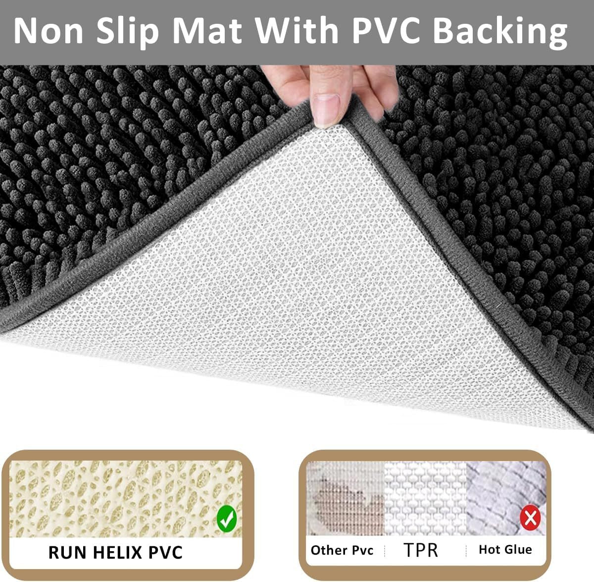 Bathroom Rugs Thick Chenille Bath Mat Set 3 Piece, Non-Slip Bath Rugs, Absorbent