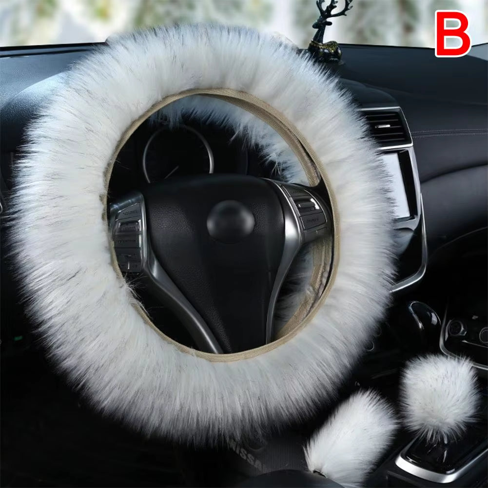 Fluffy Steering Wheel Covers Faux Wool Shaggy Car Steering Wheel Grips Car Plush Steering Wheel Cover Car Accessories