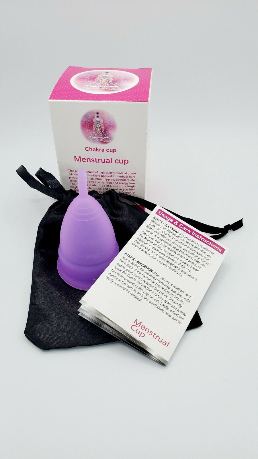 Menstrual Cup Reusable Period Cup-Purple- Size (L)Silicone Soft US