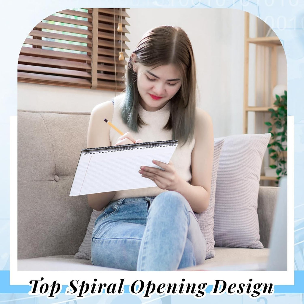 4 Pcs Legal Pads Landscape Notebooks Hole Punched Top Spiral Bound Notebooks ...