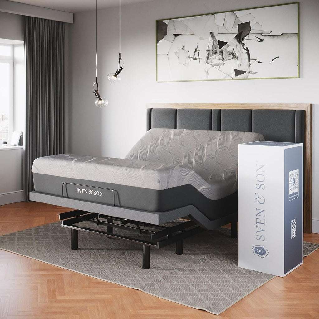 Classic Adjustable Bed Base, Head and Foot Lift, Massage, Under-Bed Lights, USB, Gel Memory, Zero Gravity Smart Frame - Queen + 14 Inch Hybrid Spring Matt (Medium Soft)