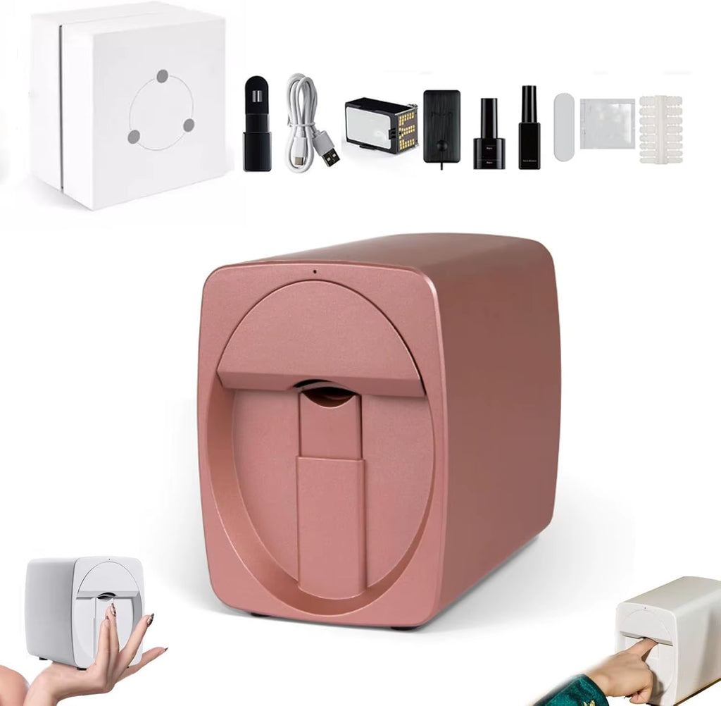 Nail Printer Machine,Intelligent 3D Nail Painting Machine,Portable 3D Automatic Smart Nail Machine Nail Printer,1000+ Designs