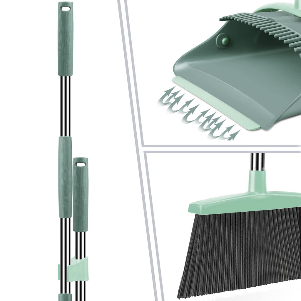 Broom and Dustpan Set for Home, Dust Pan with Long Handle, Broom with Dustpan