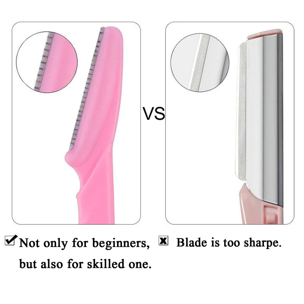 30Pcs/Bottle Eyebrow Razors with Container Facial Eye Brow Trimmer in Case Hair Removal Shaver Safe Blades Trimming Tools