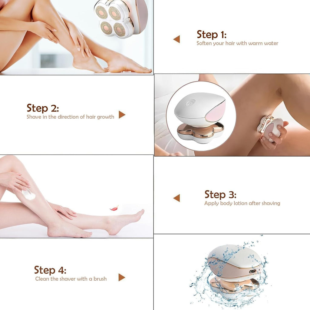 Cordless Electric Shaver Women Rotary Painless Razors Legs Facial Hair Removal