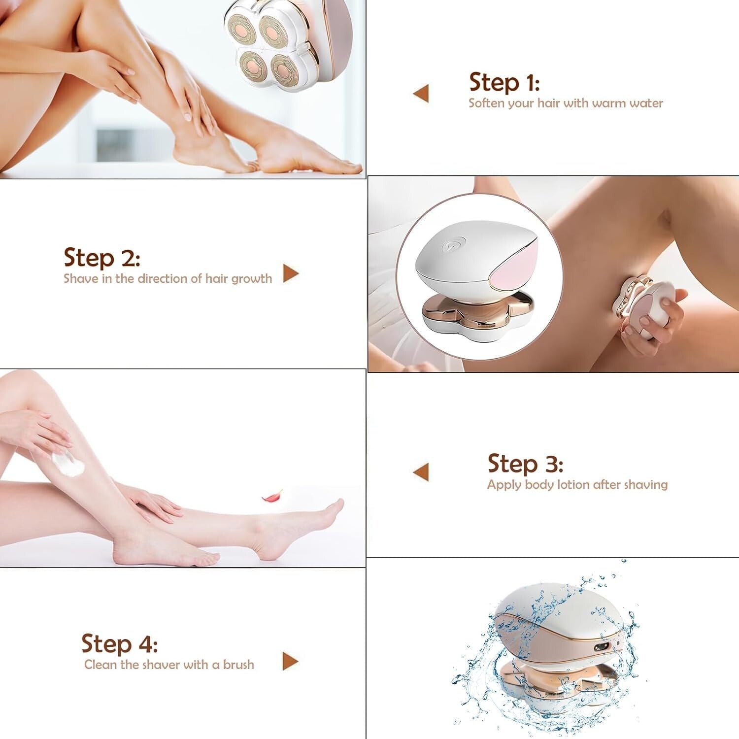 Cordless Electric Shaver Women Rotary Painless Razors Legs Facial Hair Removal