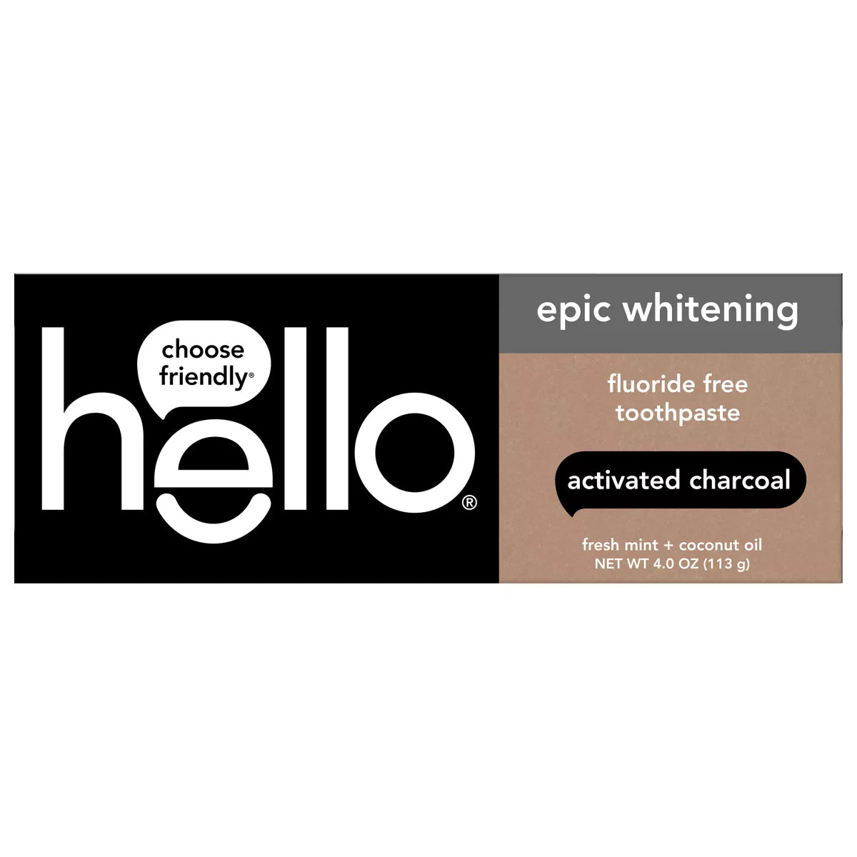 Hello Charcoal Fluoride-Free Whitening Toothpaste - Fresh Mint - 4Oz