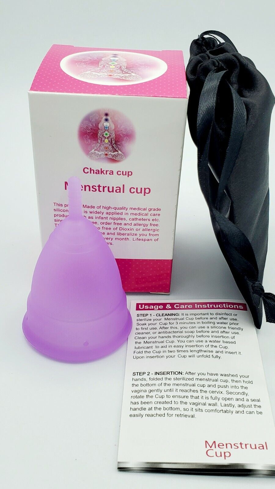 Menstrual Cup Reusable Period Cup-Purple- Size (L)Silicone Soft US