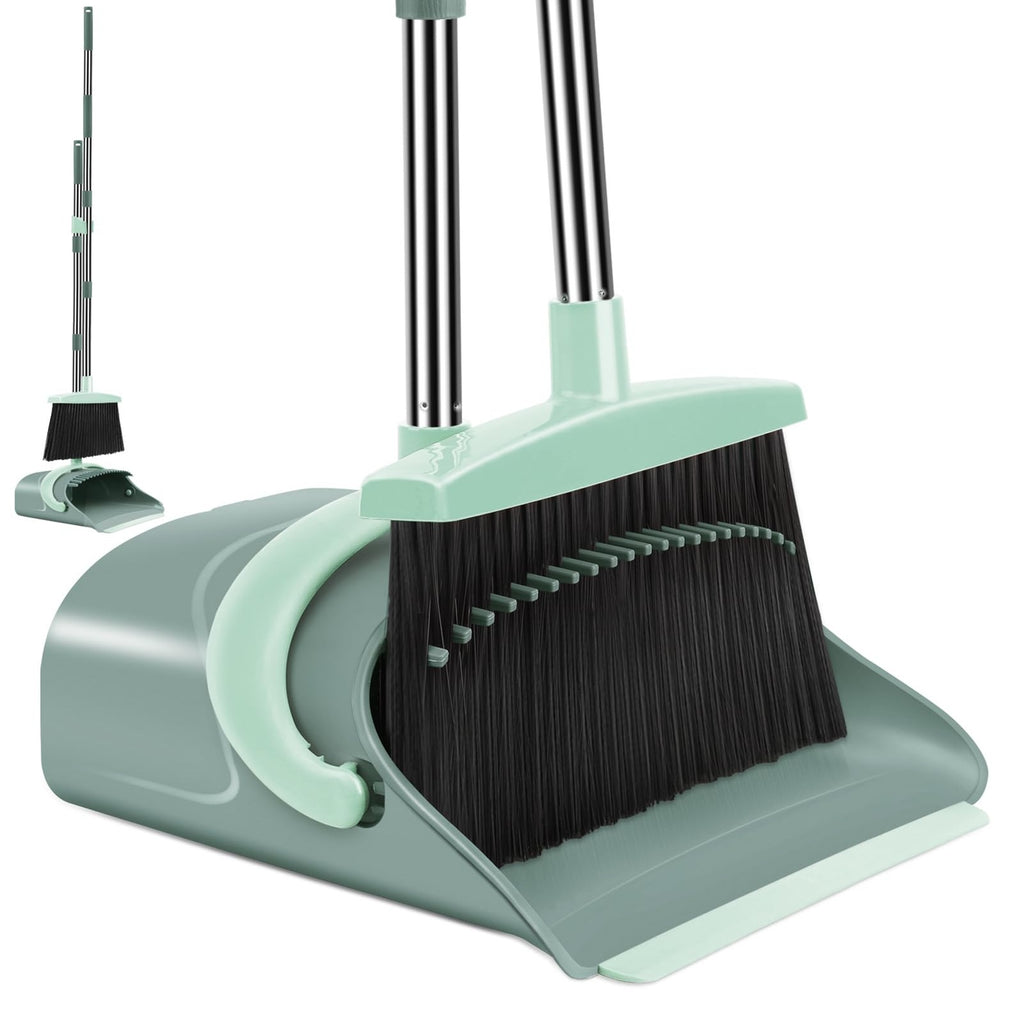 Broom and Dustpan Set for Home, Dust Pan with Long Handle, Broom with Dustpan