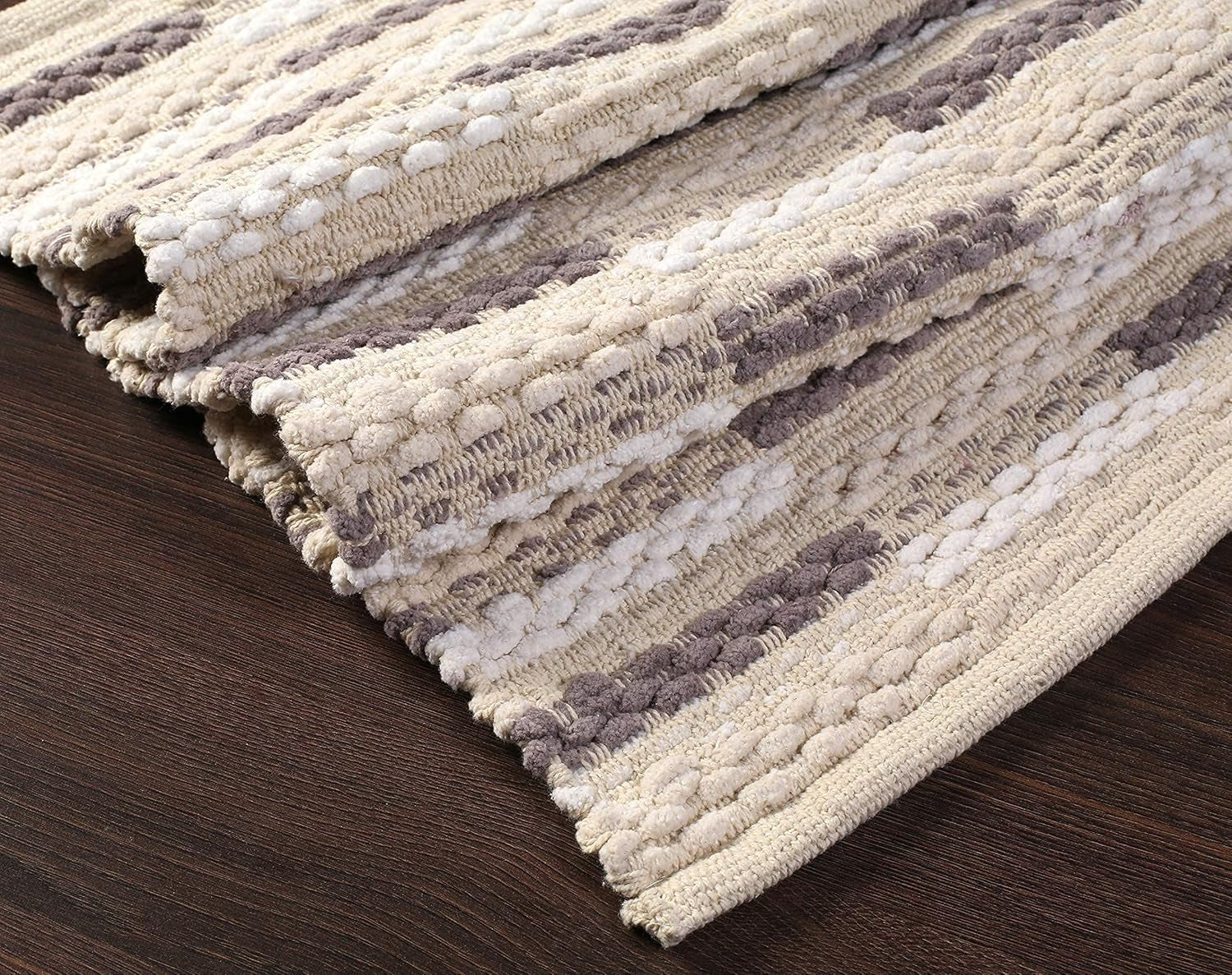 Woven Chain Stitch Rug 24X36 Inch - Charcoal Outdoor, Area Kitchen, Farmhouse Style, Bedroom & Living Room, Entryway, Boho, Absorbent Mat, Cotton Rug