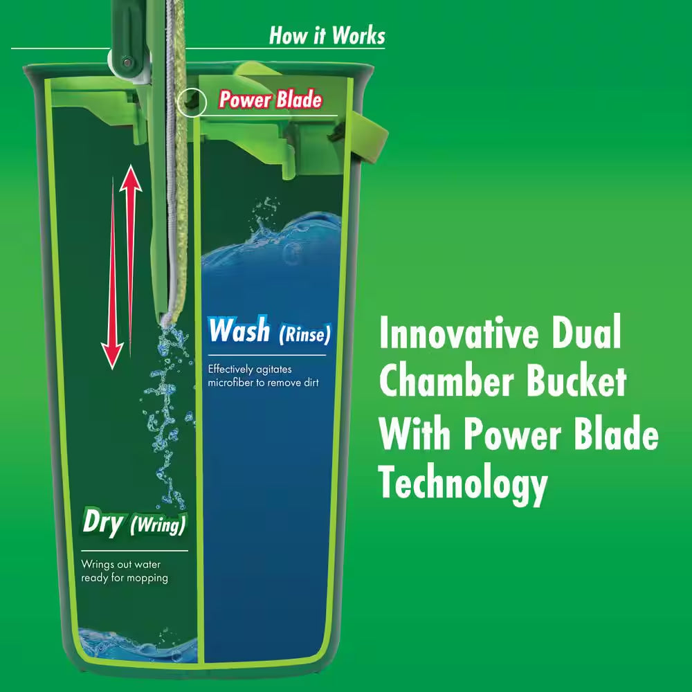Rinse 'N Wring Microfiber Flat Mop and Bucket System with Extra Refill Pad