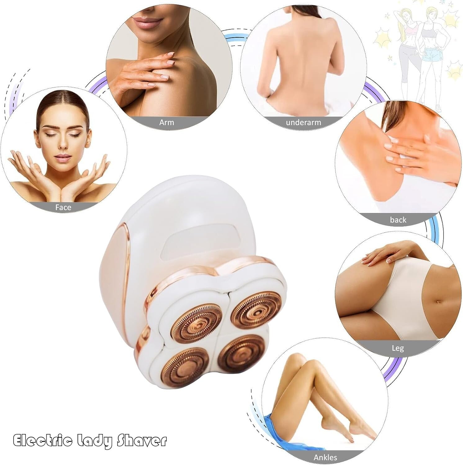 Cordless Electric Shaver Women Rotary Painless Razors Legs Facial Hair Removal