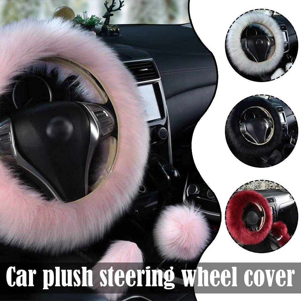 Fluffy Steering Wheel Covers Faux Wool Shaggy Car Steering Wheel Grips Car Plush Steering Wheel Cover Car Accessories