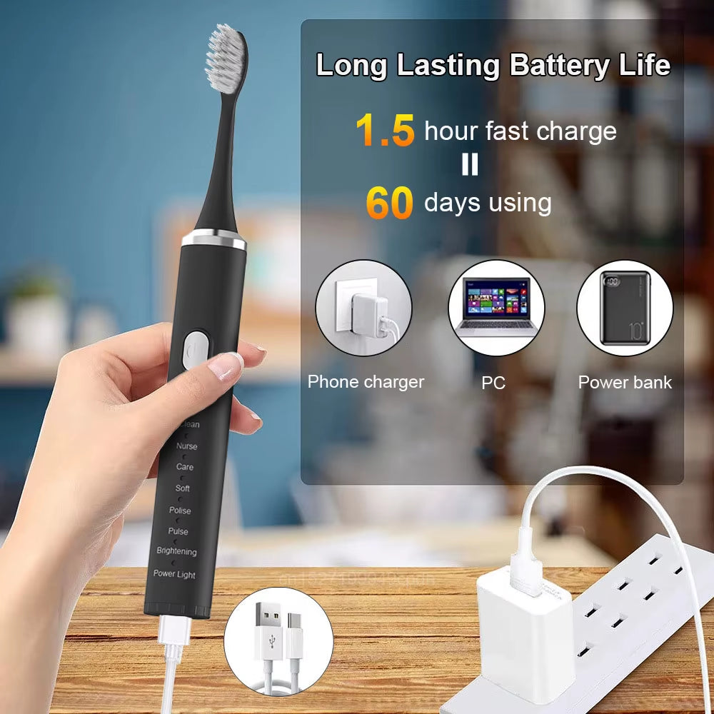 Electric Toothbrush Sonic Electric Toothbrush for Teeth Brushes Vibration Dental Tooth Cleaner USB Rechargeable Tooth Brush Case
