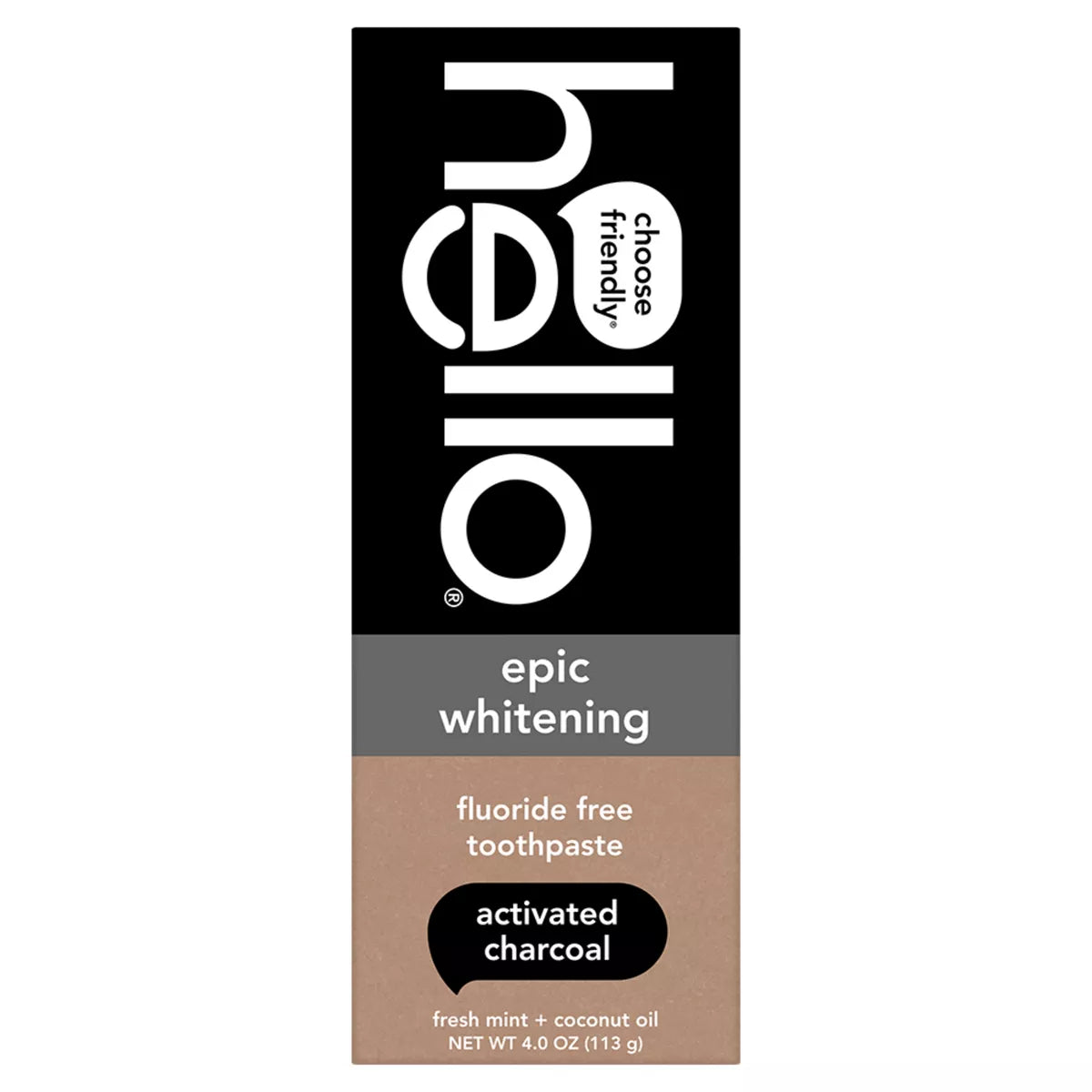 Hello Charcoal Fluoride-Free Whitening Toothpaste - Fresh Mint - 4Oz