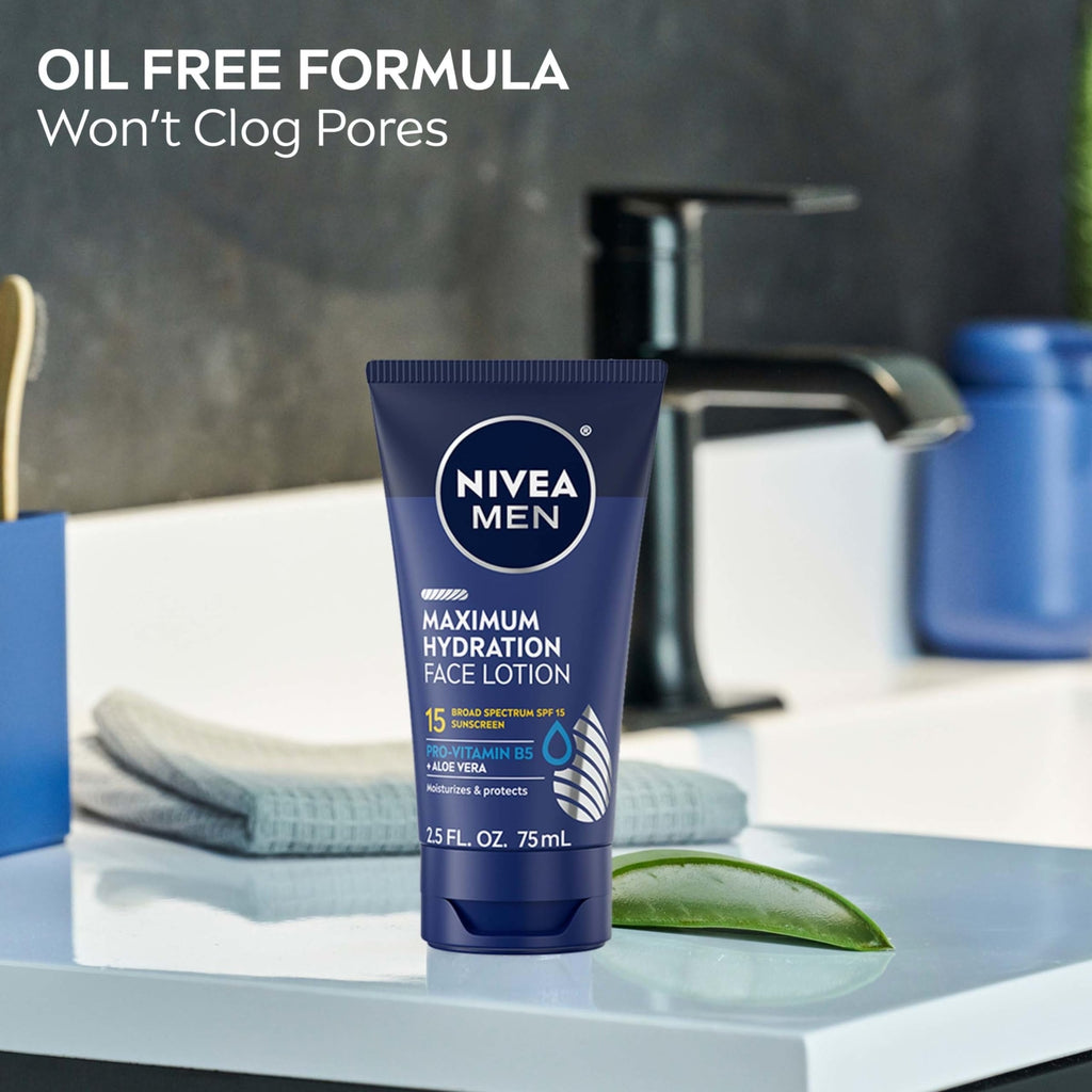 NIVEA MEN Maximum Hydration Face Lotion SPF 15 Pack of 4 Moisturizing Sunscreen