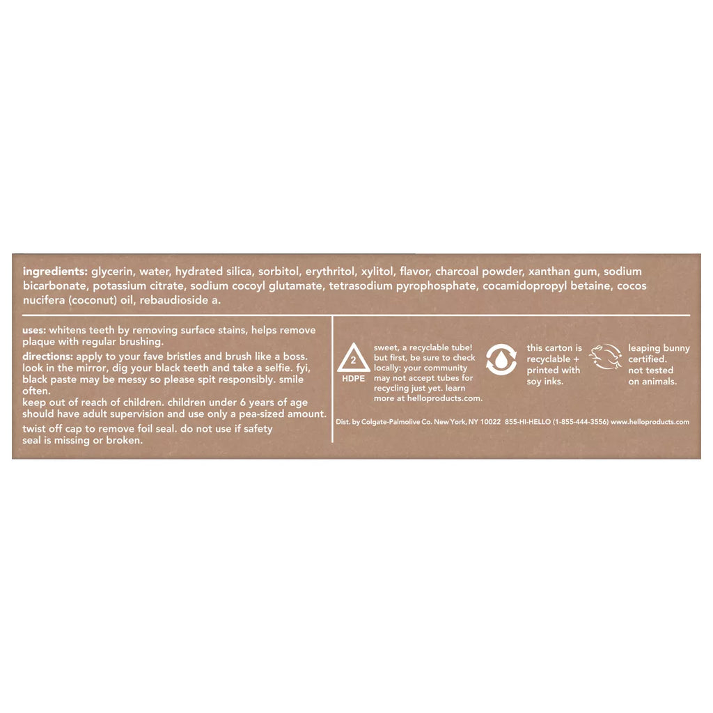 Hello Charcoal Fluoride-Free Whitening Toothpaste - Fresh Mint - 4Oz