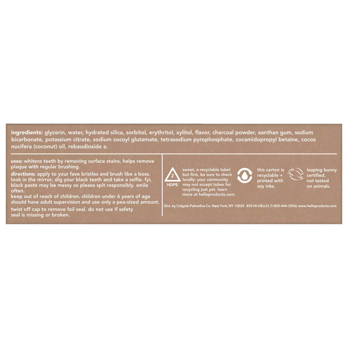Hello Charcoal Fluoride-Free Whitening Toothpaste - Fresh Mint - 4Oz