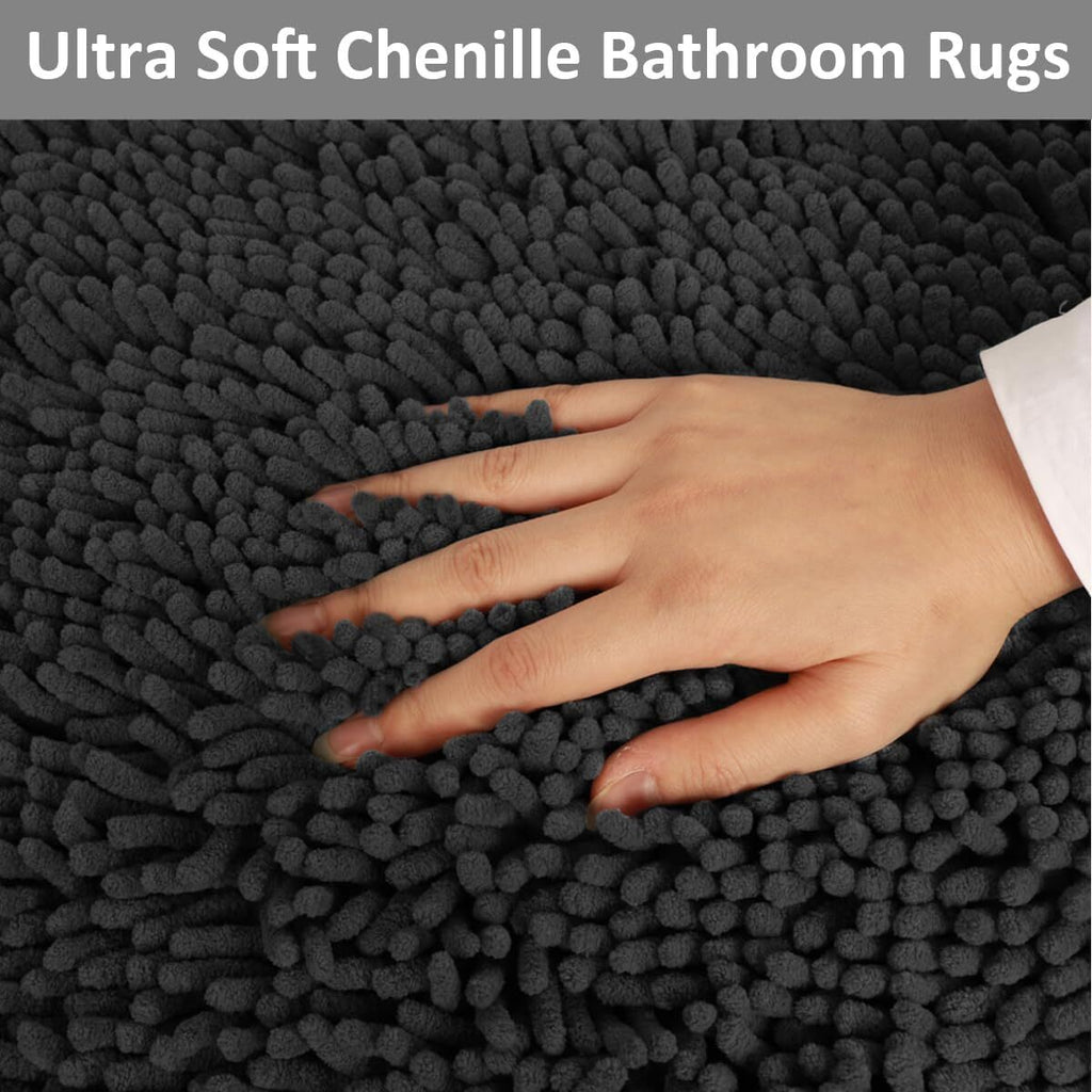 Bathroom Rugs Thick Chenille Bath Mat Set 3 Piece, Non-Slip Bath Rugs, Absorbent