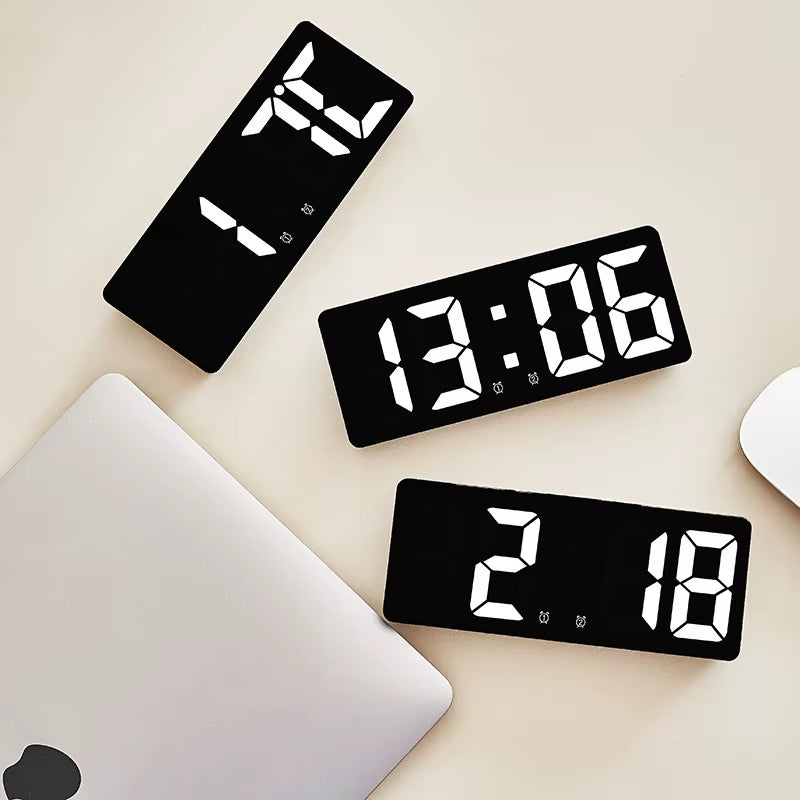Simple LED Clock Colourful Luminous Temperature Calendar Alarm Clock Creative Clock Bedroom Bedside Clock Home Decorations