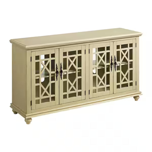 Marche 63" TV Stand - Antique Silver - Versatile Multi-Use Design - with Two Large Cabinets for Storage
