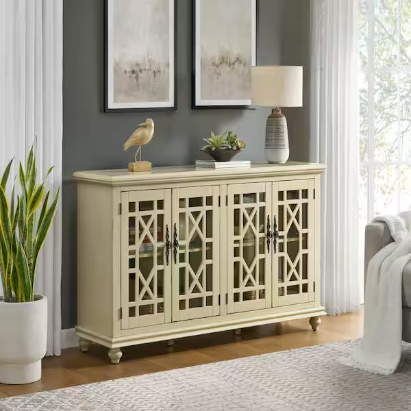 Marche 63" TV Stand - Antique Silver - Versatile Multi-Use Design - with Two Large Cabinets for Storage