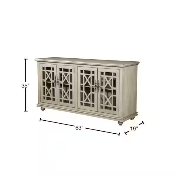Marche 63" TV Stand - Antique Silver - Versatile Multi-Use Design - with Two Large Cabinets for Storage