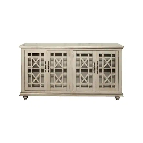 Marche 63" TV Stand - Antique Silver - Versatile Multi-Use Design - with Two Large Cabinets for Storage