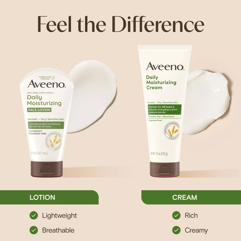 Aveeno Daily Moisturizing Prebiotic Oat Face Cream for Dry Skin - Fragrance Free - 5Fl Oz