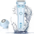 Electric Razors Shaver for Women, 2-In-1 Womens Electric Razor for Leg Arm Face, Cordless Bikini Trimmer for Women with Detachable Head, Painless,Wet & Dry,Ocean Blue