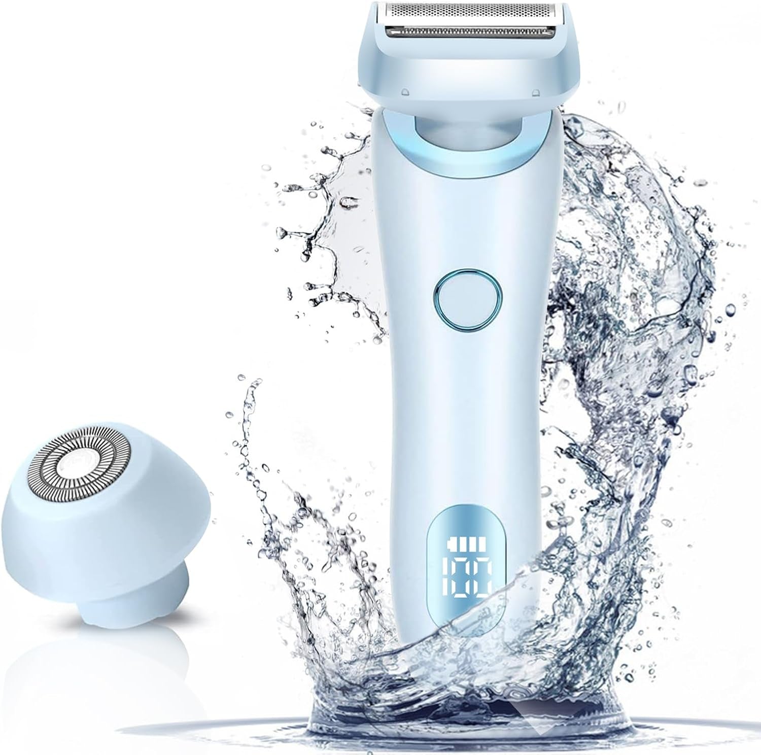 Electric Razors Shaver for Women, 2-In-1 Womens Electric Razor for Leg Arm Face, Cordless Bikini Trimmer for Women with Detachable Head, Painless,Wet & Dry,Ocean Blue