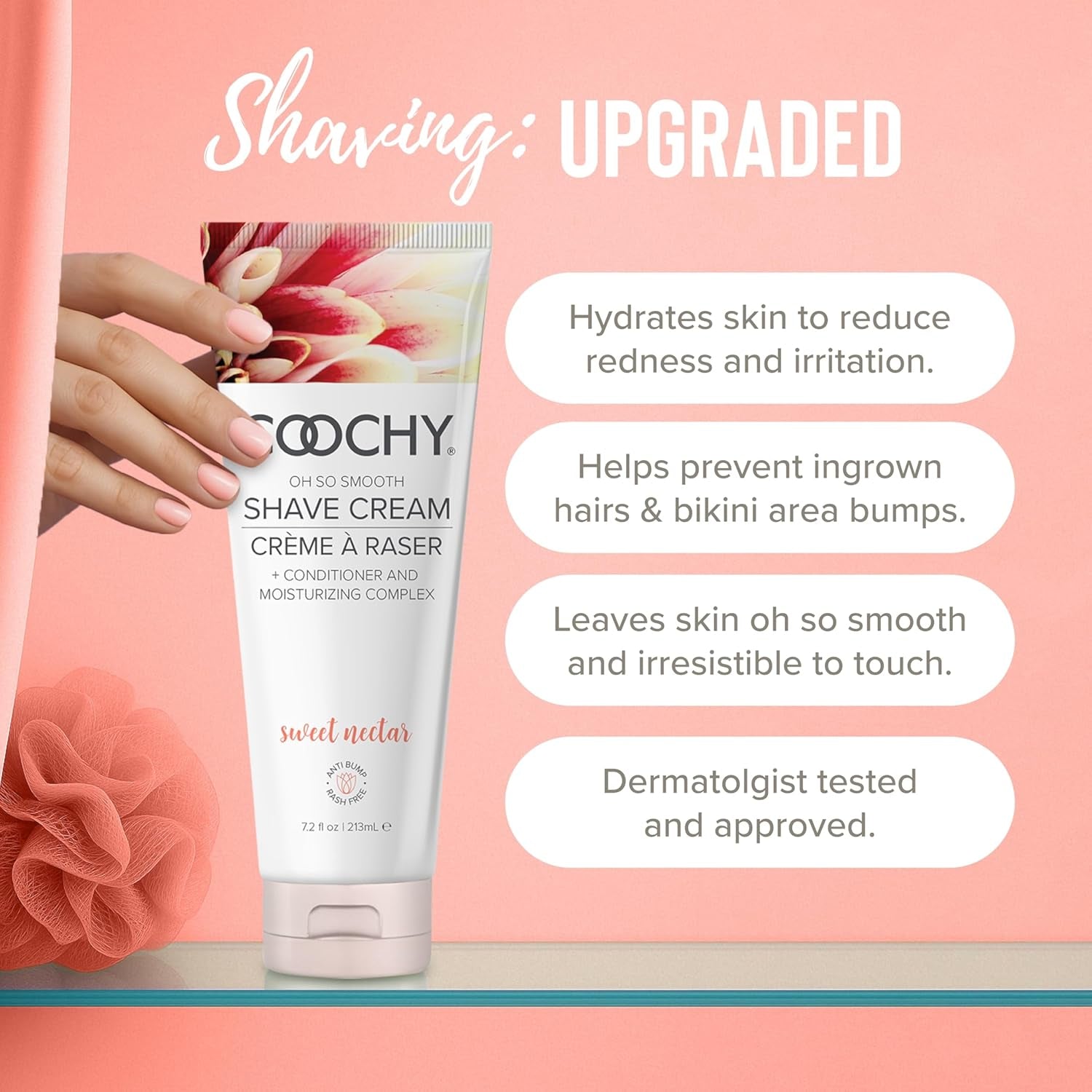 Shave Cream - Moisturizing Shave Lotion - Gentle Intimate Shaving Cream - for Bikini Area, Underarms, Legs & More - Rash-Free, Hydrating Formula - Sweet Nectar, 32 Oz