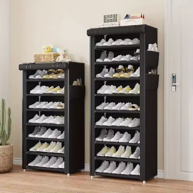 Black Multi-Functional 5/8/10-Tier Shoe Organizer - Durable Plastic Construction, Easy Assembly, Shoe Storage