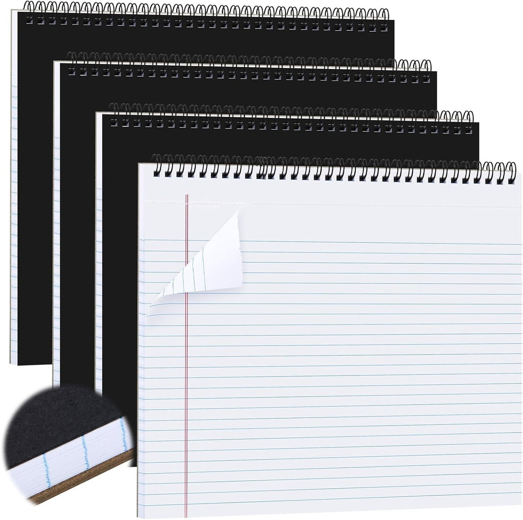4 Pcs Legal Pads Landscape Notebooks Hole Punched Top Spiral Bound Notebooks ...