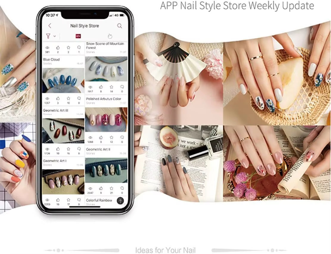 Nail Printer Machine,Intelligent 3D Nail Painting Machine,Portable 3D Automatic Smart Nail Machine Nail Printer,1000+ Designs