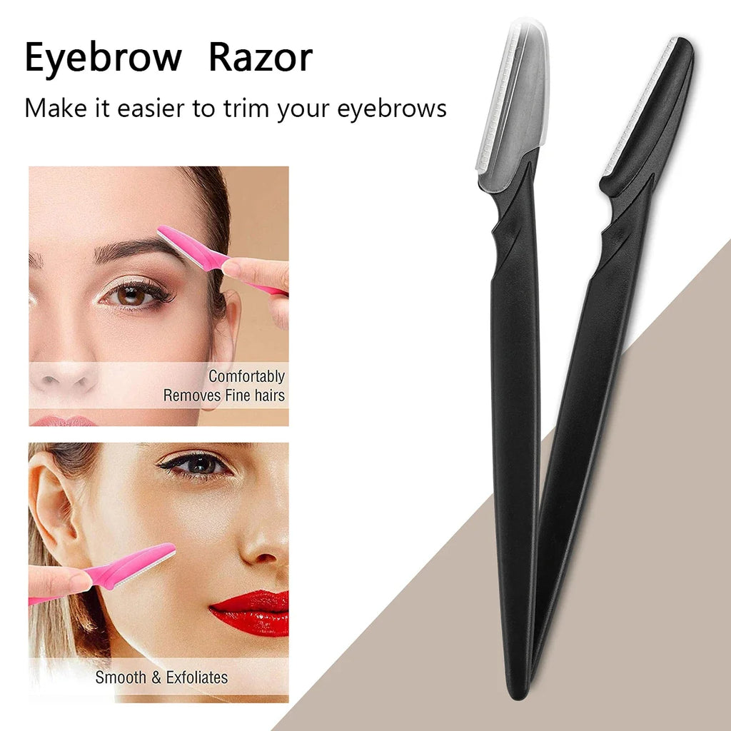 30Pcs/Bottle Eyebrow Razors with Container Facial Eye Brow Trimmer in Case Hair Removal Shaver Safe Blades Trimming Tools